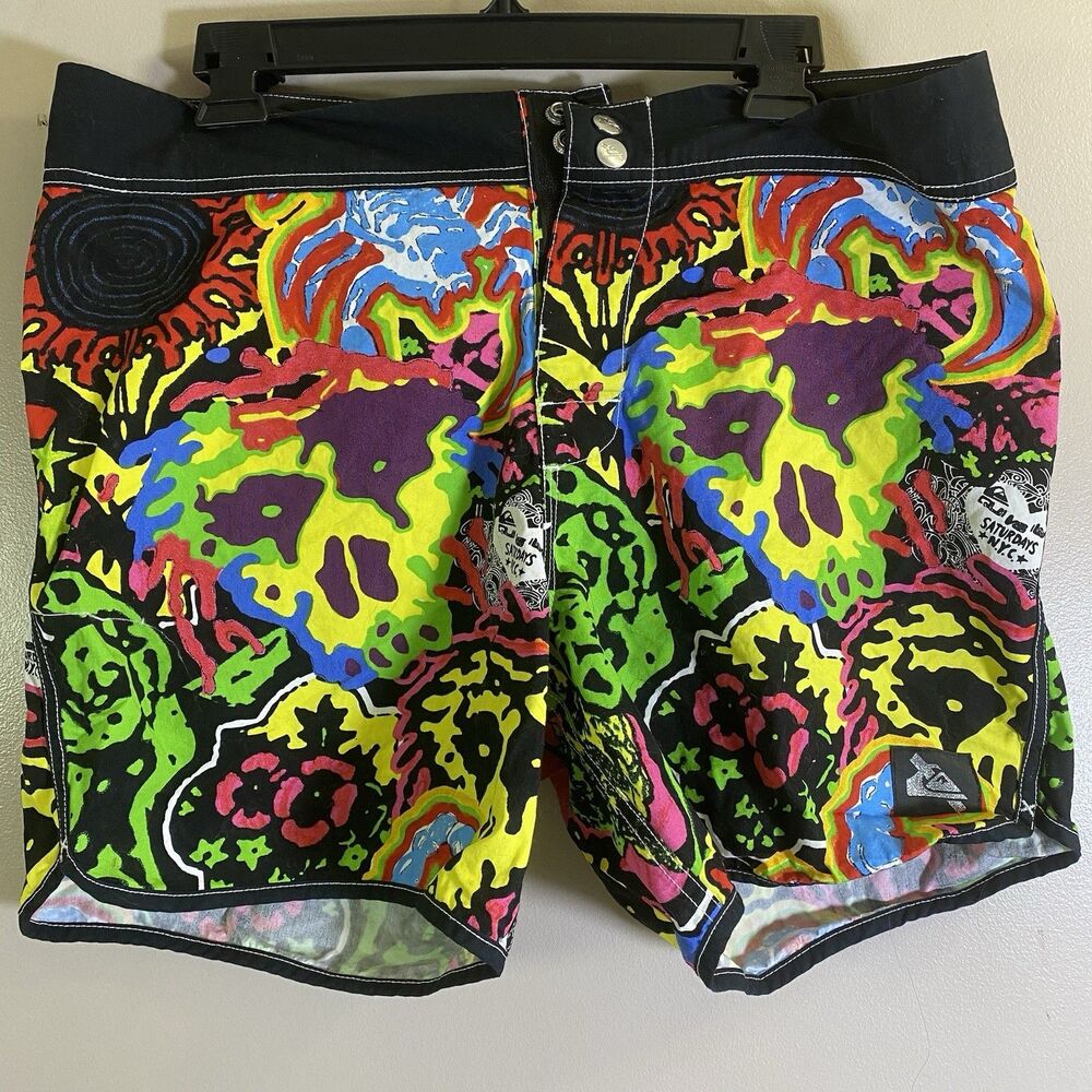 SATURDAYS NEW YORK CITY Colorful Board Shorts Mens Size 34 Swim Trunks Logo